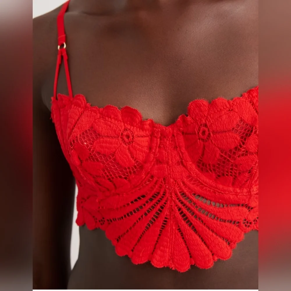Nwt Aerie Show Off Red Lace Bralette - Picture 2 of 6